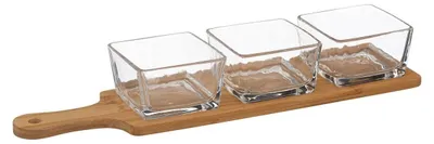 Produktbild von 4-teiliges aperitif-set aus bambus und glas - SG Secret de Gourmet