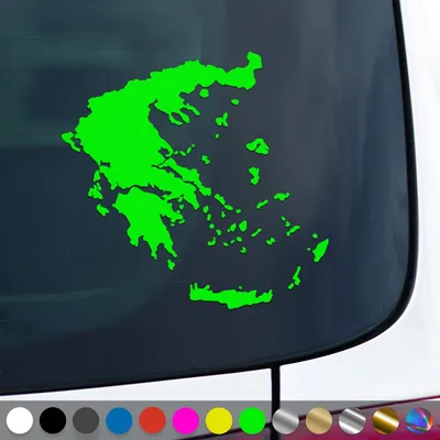 Produktbild von PantherPixel Griechenland Aufkleber Umriss Kontur Kreta Rhodos Sticker Auto Geschenkidee Farbe Neon-Grün