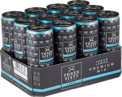 Produktbild von Three Sixty Vodka & Bitter Lemon TRAY 12x0,33l
