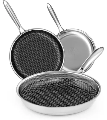 Obrázok produktu pre Sada hrncov na pečenie, vhodné na indukciu, s nepriľnavým povrchom, 20 cm, 26 cm, 30 cm, wok, nerezové rúčky, vhodné na všetky typy sporákov, vhodné do umývačky riadu, vhodné do rúry, 3 kusy
