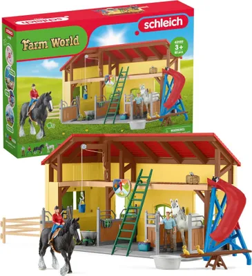 Immagine prodotto di Stable with boxes and animals. 82-piece set with horses. Schleich 42485 Farm World. Ages 4 and up