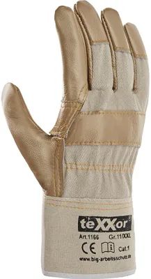 Produktbild von teXXor® Möbelleder-Handschuhe HELLES LEDER, Drell Weiß