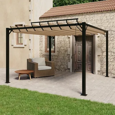 Produktbild von The Living Store Pavillon mit Lamellendach 3x3 m Taupe Stoff und Aluminium
