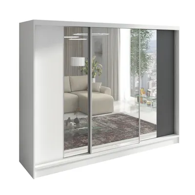 Produktbild von Schwebetürenschrank VIDA 3-türiger Kleiderschrank mit 3 Spiegeln, 3 Schubladen und Kleiderstangen – Funktionalität und Eleganz!
