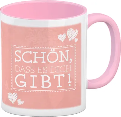 Produktbild von Schön, dass es dich gibt Kaffeebecher Rosa in pink mit Herzchen