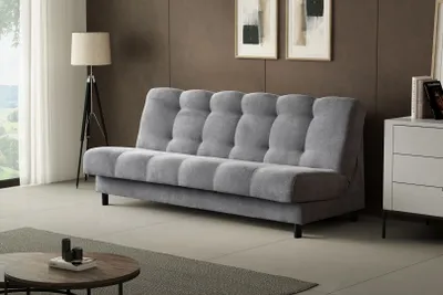 Image de BEAUTYSOFA Canapé-lit SIMON 195 cm avec noyau à ressorts Bonnell - canapé avec fonction de couchage et lit (tissu : Aston16 gris)