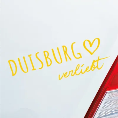 Produktbild von Auto Aufkleber Duisburg verliebt Herz Stadt Heimat Liebe Car 19x6 cm Gelb Sticker Heckscheibenaufkleber