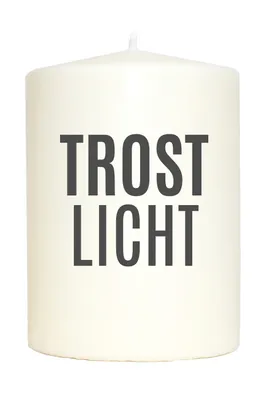 Produktbild von Kleine Spruchkerze weiß, Trost-Licht, Aufdruck grau, 10x7cm, Trauer-Kerze Gedenk-Kerze mit Spruch Motiv-Kerze
