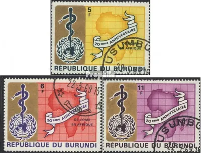 Produktbild von Briefmarken Burundi 1969 Mi 466A-468A (kompl.Ausg.) gestempelt 20 Jahre WHO
