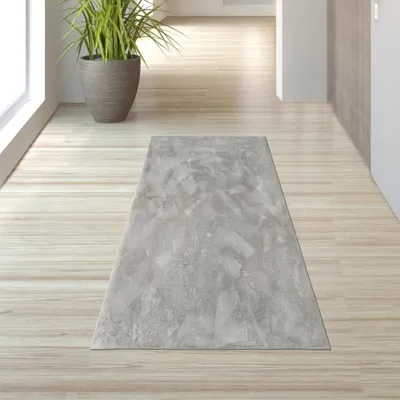 Produktbild von Teppich grau weich pflegeleicht saugrobotergeeignet für Wohnbereiche Größe - 60 x 110 cm