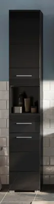 Produktbild von Linus Hochschrank Bad 2 Türen, 1 Schublade, 1 Ablage  Hochglanz schwarz,schwarz.