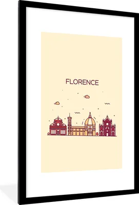 Produktbild von MuchoWow® MuchoWow® Gerahmtes Poster Florenz - Italien - Skyline 60x90 cm - Poster mit zchwarzem Bilderrahmen - Dekoration - Wandposter Wohnzimmer - Hochwertig