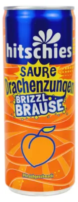 Immagine prodotto di hitschies sour dragon tongues brizzl sherbet peach lattina 250ml