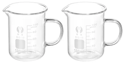 Productafbeelding van Solidchoice - Set van 2 Borosilicaat Glazen Maatbekers met Handvat
