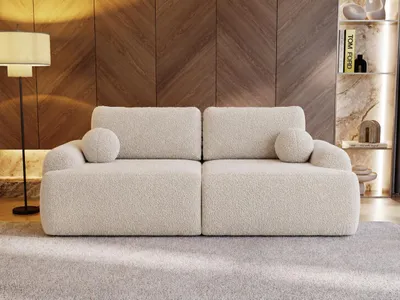 Produktbild von GrainGold 3-Sitzer Sofa Aurio - Gepolstertes Sofa - Moderne Sofa mit Bettfunktion - Wohnzimmer Sofa mit Bouclé-Stoff - Creme