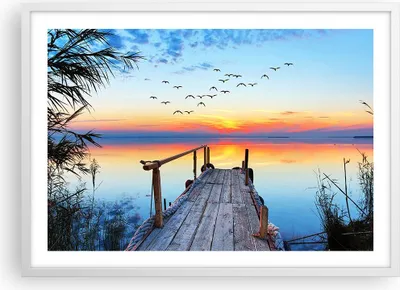 Produktbild von Gerahmtes Poster - Weißer Rahmen - Brücke See - 70x50 cm - Wand Bild - Wanddeko - Wandbilder - Kunstposter - Wandposter - Bilderrahmen - Bilder - Kunstdruck - Wandbild - P2WAA70x50-3818