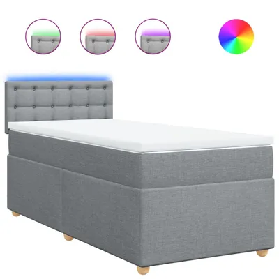 Produktbild von Boxspringbett mit Matratze Hellgrau 80x200 cm Stoff