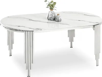 Obrázok produktu pre Jedálenský stôl DILAM 180x90 - biely mramor / chróm