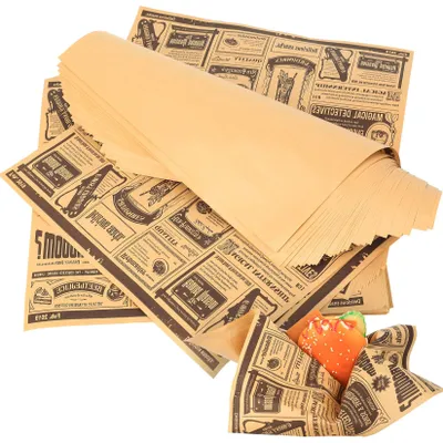 Produktbild von 200 Blatt Backpapier, Zeitungspapieroptik, Käsepapier, Hamburgerpapier, fettdichtes Papier für Hamburgerbrötchen, Hamburger, Pommes frites, Butterbrot, Käse, Snacks (25x25cm)