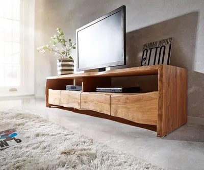 Produktbild von DeLife - Fernsehtisch Live-Edge Akazie Natur 230 cm 4 SchubkÃ€sten Lowboard, Maße: B230 x T47 x H45 cm