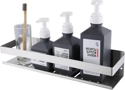 Produktbild von Duschkorb aus gebürstetem Edelstahl für die Dusche, Wandmontage ohne Bohren