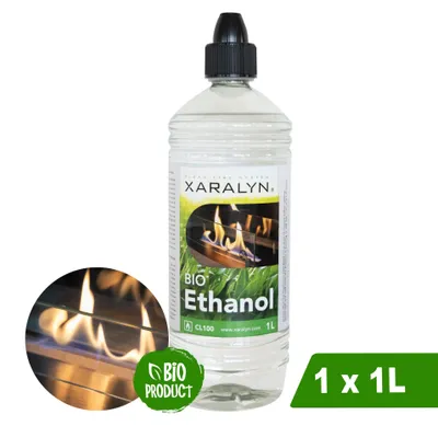 Produktbild von Xaralyn Ethanol CL100 (1 Liter) - 100 % reines Bioethanol - Gelbe Flamme - Ohne Duftstoffe - Flüssiger Ethanol Brennstoff für Indoor Kamin und Tischfeuer