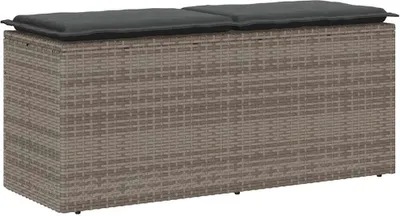 Produktbild von Gartenbank mit Kissen Grau 110x40x44 cm Poly Rattan