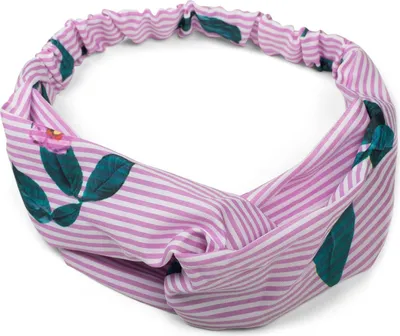 Produktbild von styleBREAKER Damen Haarband gestreift mit Twist Knoten, Blumen und Gummizug, Stirnband, Headband, Haarschmuck 04026013