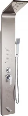 Image de VEVOR Panneau de douche 5 en 1, panneau de mélange en acier inoxydable, colonne, montage mural, panneau, chute d'eau, système complet, unité, jets de massage, cascade, tour de douche de salle de bains (argent mat)