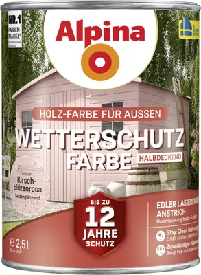 Produktbild von PROFI | 2,50 L | Kirschblütenrosa 2 5 Liter Wetterschutzfarbe halbdeckend, Fassadenfarbe, Holzschutzfarbe, Fassadenanstrich, Langzeit Schutz, Witterungsbeständig, Atmungsaktiv