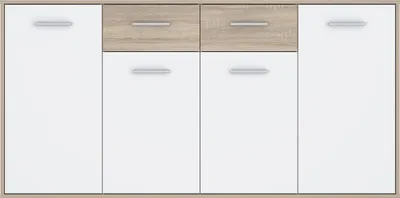 Produktbild von Furniture24 Kommode Antuza Ntu241-Q45F Sideboard 162.3 X 81.7 X 34.2 Cm Sonoma Eiche/Weiß
