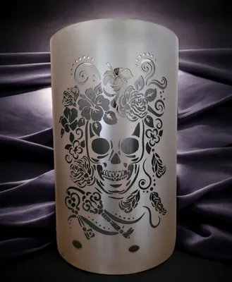 Produktbild von Feuertonne, Feuerkorb, Feuerschale, Lagerfeuertonne mit Motiv Skull & Flowers