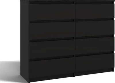 Obrázek produktu pro Moderní komoda s 8 zásuvkami MALWA M8 120 – prostorná komoda, design bez úchytek | Barva: černá