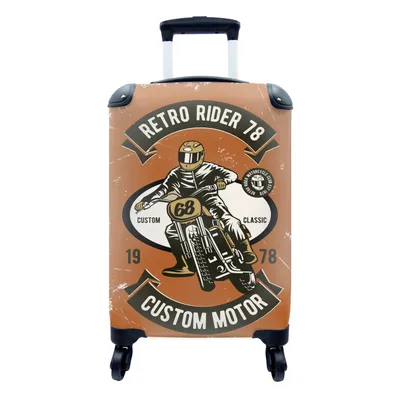 Produktbild von MuchoWow® Koffer Handgepäck Trolley Rollkoffer Kleine Reisekoffer mit 4 Rollen - Motorrad - Helm - Retro - Zitat - Cabin Size < 55x40x23 cm & 55x40x20 cm - Fotokoffer - Kabinenkoffer - Boardgepäck - Reise-Box - Reisekoffer - Reisegepäck - Koffer mit Bild - Trolley für Kinder