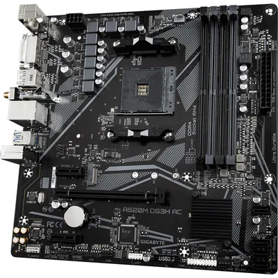 Produktbild von GIGABYTE A520M DS3H AC Mainboard - AMD Ryzen 5000 Serie CPUs, 5+3 Phasen VRM, bis zu 4733 MHz DDR5 (OC), 1xPCIe 3.0 M.2, GbE LAN, WIFI 5, USB 3.2 Gen 1, AMD, Sockel AM4, AMD Ryzen 3000 Series, AMD Ryzen Threadripper 3000 Series, AMD Ryzen Threadripper PRO 3000 WX-Series, Sockel AM4, DDR4-SDRAM, 128 GB
