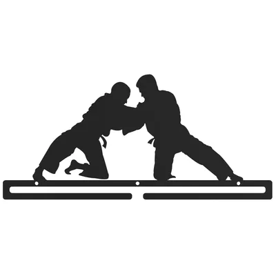 Zdjęcie produktu dla Duży metalowy wieszak na medale medalówka JUDO JU-JITSU ZAPASY SPORTY WALKI czarny