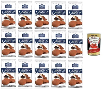 Produktbild von Ore Liete Perugia- Voglia Di Biscotti di frolla ripieni di Crema al Cacao Lust auf Mürbeteigkekse gefüllt mit Kakaocreme 15x200gr+ Italian Gourmet polpa 400g