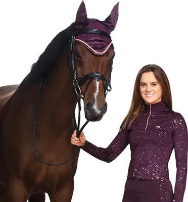 Image de Hy - bonnet anti-mouches pour chevaux "Enchanted Collection" BZ5776 (poney) (prune/or rose)