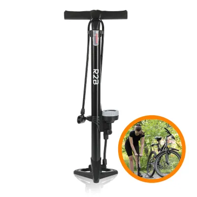 Produktbild von R2B Fahrradpumpe mit Manometer - Doppelventil - Holländisches Ventil/ Französisches Ventil/ Auto Ventil - für alle Ventile - Standpumpe