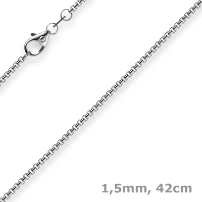 Produktbild von 1,5mm Venezianerkette aus 750 Gold Weißgold Kette Collier Halskette rund 42cm