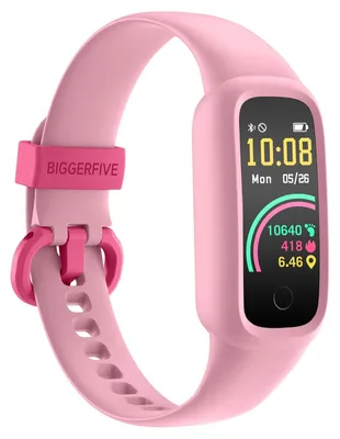 Zdjęcie produktu dla Zegarek fitness 5-15 lat, wodoodporny IP68, monitor tętna, różowy pedometr, do sportu