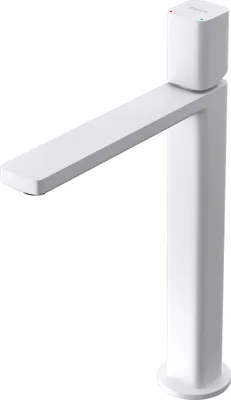 Immagine prodotto di doporro Miscelatore Monocomando Alto per Lavabo Bagno Senza Leva, Rubinetto con Flessibili Acqua Calda Fredda in Ottone Bianco H 30,9 cm WAO-7901