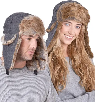 Produktbild von Wasserdichte Winter-Fliegermütze Trappermütze Warm Uni Einheitsgröße Fischgrätenmuster