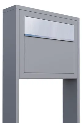 Produktbild von Standbriefkasten Elegance in Grau Metallic mit Edelstahlklappe