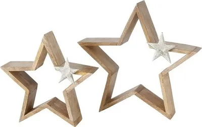 Produktbild von Dekoaufsteller Arbusta Stern Mango Holz H 25-33 cm 2er Set