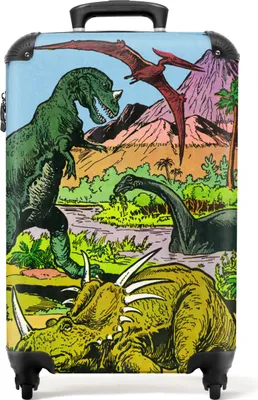 Produktbild von NoBoringSuitcases.com - Dinosaurier-Koffer für Kinder - Passt in 55x40x20 cm und 55x35x25 cm - Handgepäck - Rollkoffer Handkoffer - Reisekoffer mit Rollen - Rollkoffer Reisegeschenk - Reisebedarf - Kindertrolley Junge - Dino-Koffer KinderHandgepäck Koffer 55x35x20 cm, 36L,