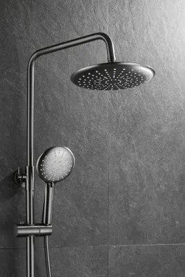 Obrázek produktu pro Kompletní sprchový set WEBO EUPHORIA | dešťová sprcha a ruční sprcha | termostatická baterie | broušený kov