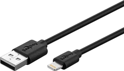 Produktbild von Goobay USB/Lightning, 2 m, 2 m, Lightning, USB A, Schwarz, Gerade, Gerade