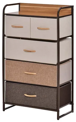 Immagine prodotto di Comodino con 5 cassetti in tessuto, struttura in acciaio | Colore: Multicolore | Dimensioni: 58x29x99 cm