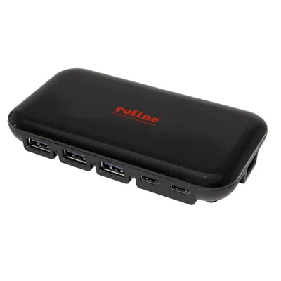 Obrázek produktu pro ROLINE USB 10Gbps (3.2 gen. 2) Hub, 4x USB3.0 A(F) + 3x USB C(F), se zdrojem (14.02.5055)